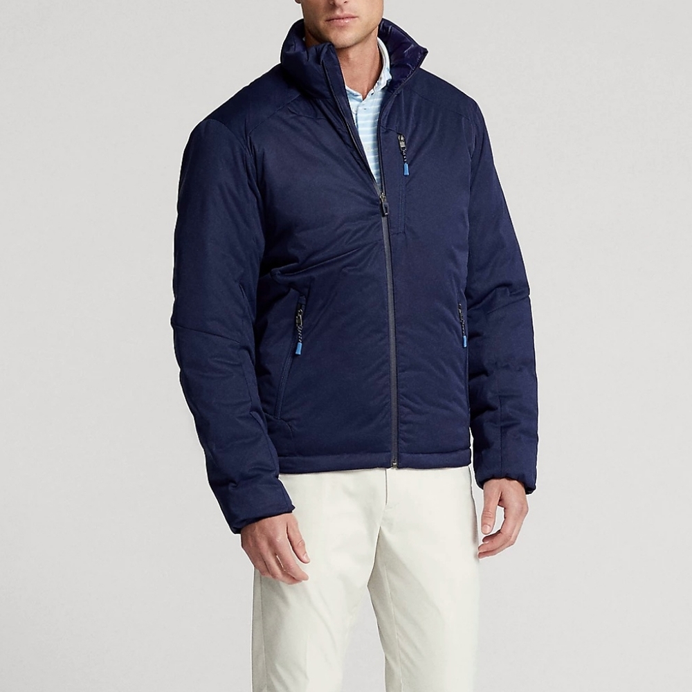 NWT RLX Ralph Lauren French Navy Blue Water Repellant Soft Shell Hooded Jacket M - Picture 2 of 6
